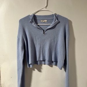 cropped blue sweater
